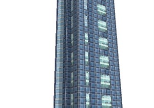 现代独栋高层办公大厦建筑SU(草图大师)模型