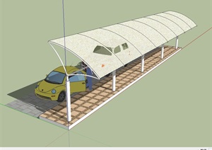 景观钢构架候车棚设计SU(草图大师)模型
