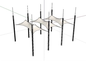 景观钢构架张拉膜素材SU(草图大师)模型
