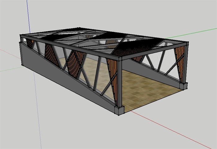 景观钢构架停车场廊架su模型(1)