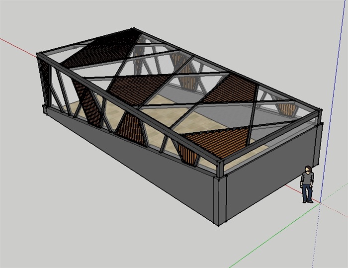 景观钢构架停车场廊架su模型(3)
