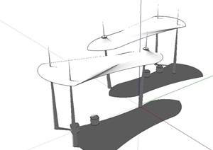 某现代独特的景观亭子SU(草图大师)模型
