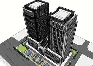 综合酒店办公大楼综合设计SU(草图大师)模型