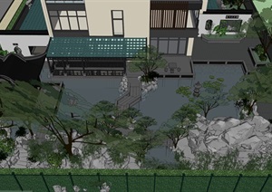 中式庭院景观古建设计SU(草图大师)模型