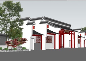 现代中式风格植物园大门方案SU(草图大师)模型