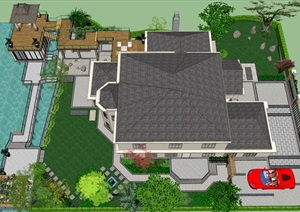 庭院别墅建筑花园方案设计SU(草图大师)模型