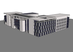 现代三层政府办公建筑SU(草图大师)模型