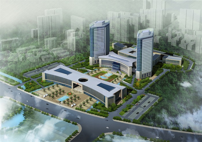 某市民中行政心建筑方案设计（含CAD平立剖、效果图）(2)