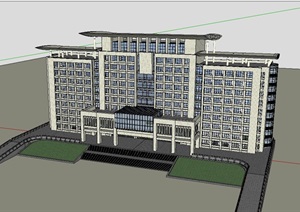 中层办公楼建筑设计SU(草图大师)模型