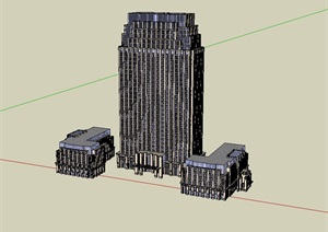 新古典办公楼完整详细设计SU(草图大师)模型