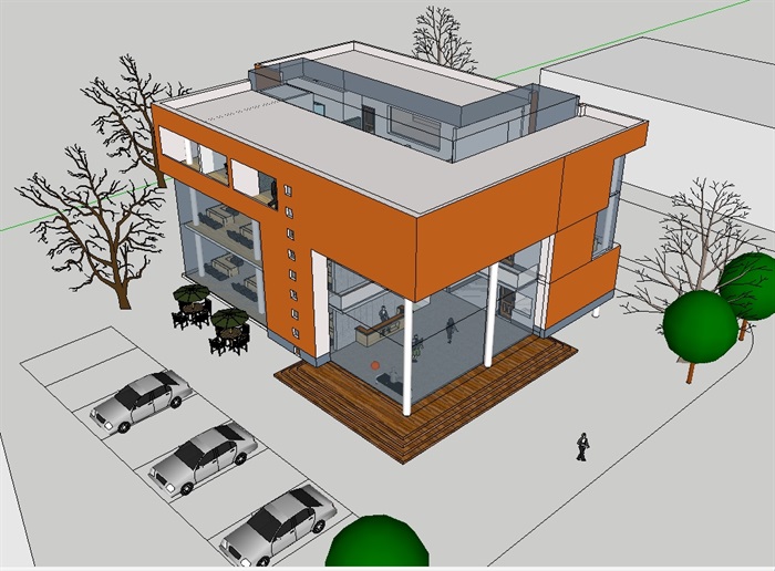 小型办公楼建筑su模型(1)