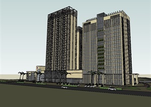 现代公司详细办公建筑楼SU(草图大师)模型