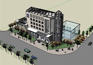 某银行办公楼详细建筑SU(草图大师)模型