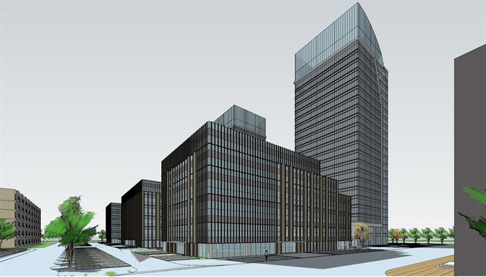 一个科技产业园办公建筑su模型(1)