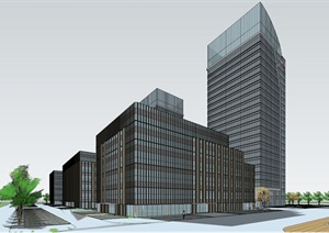 一个科技产业园办公建筑SU(草图大师)模型