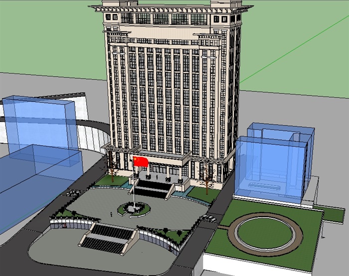 高层政府办公楼详细设计su模型(1)