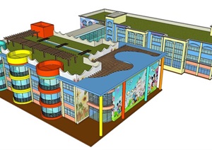 三个幼儿园建筑与室外景观方案SU(草图大师)模型