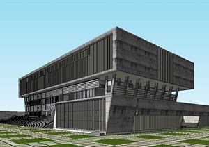 石油大学教学楼建筑SU(草图大师)模型