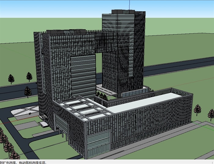 高层办公楼方案中标方案su模型(3)