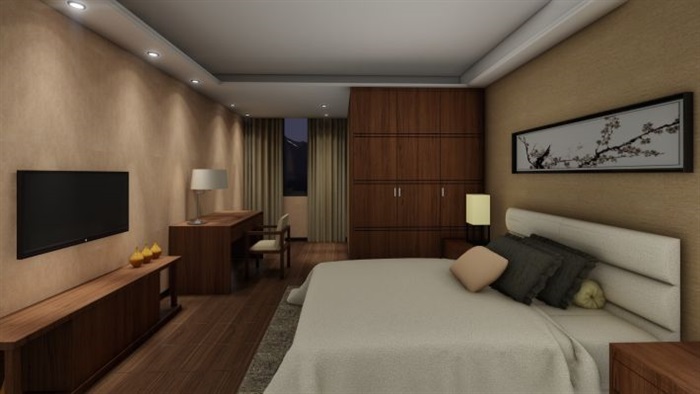 新中式客房室内设计方案ＳＵ模型(4)