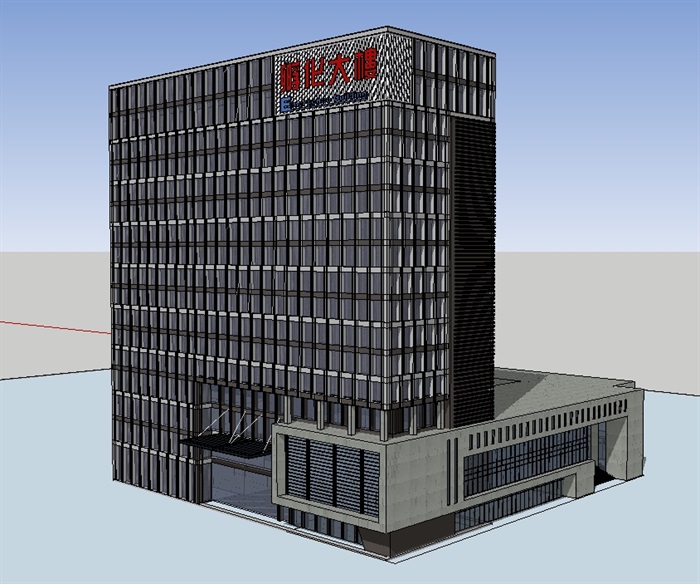 现代详细的办公楼投标建筑su模型(1)