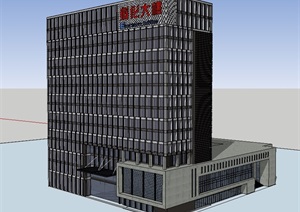 现代详细的办公楼投标建筑SU(草图大师)模型