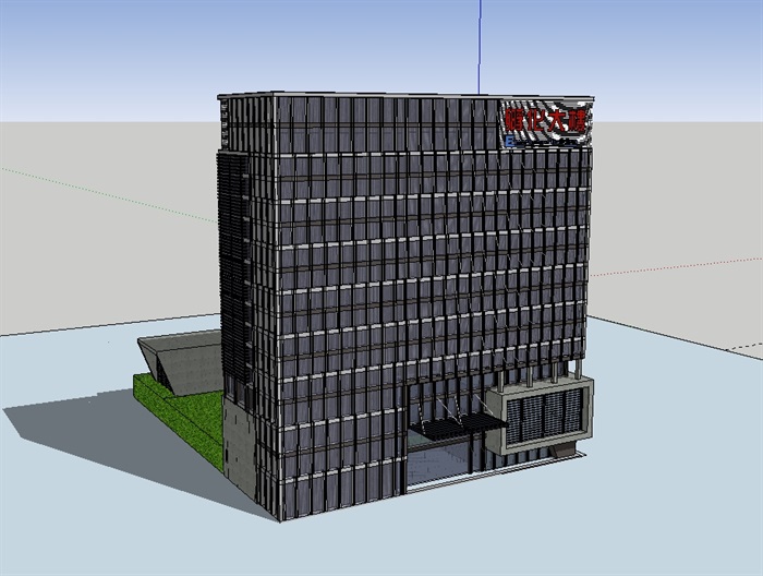 现代详细的办公楼投标建筑su模型(2)