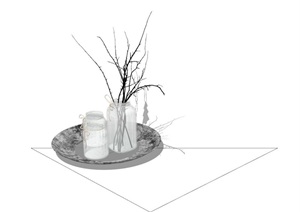 花瓶及托盘SU(草图大师)模型