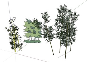 树木、竹子植物SU(草图大师)模型