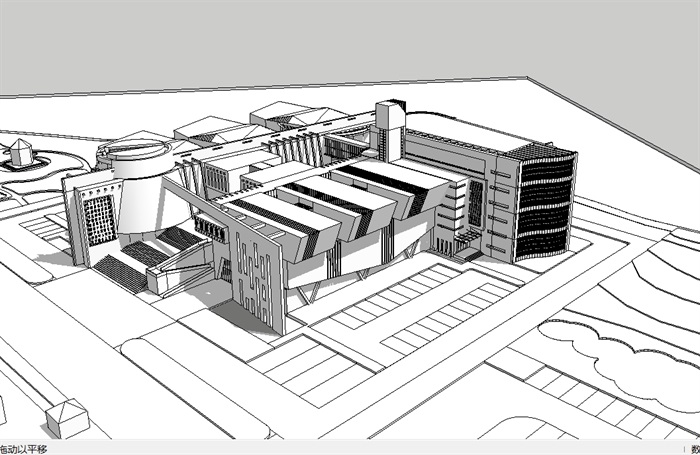 红旗博物馆多层建筑楼su模型(3)