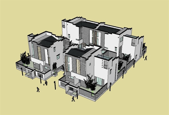 中式徽派博物馆建筑su模型(2)