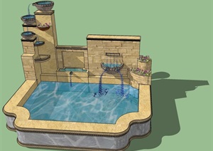 欧式小水池水景设计SU(草图大师)模型