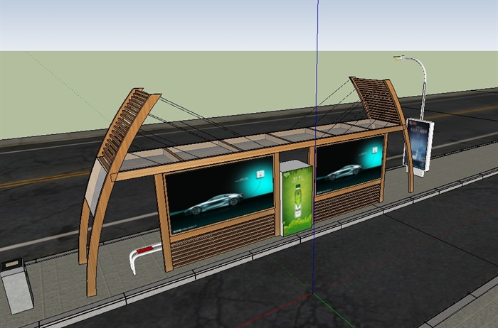 精品公交站台SU模型及效果图(3)