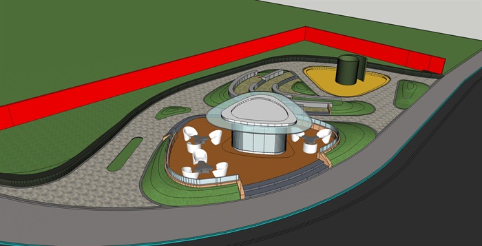 精品小广场SU模型及效果图(3)