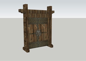 中式木质老门设计SU(草图大师)模型