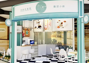 精品餐饮店设计SU(草图大师)模型及效果图