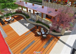 精品屋顶花园设计SU(草图大师)模型及效果图