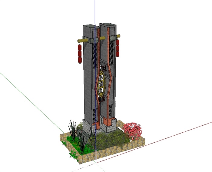 精品入口标识设计SU模型(3)
