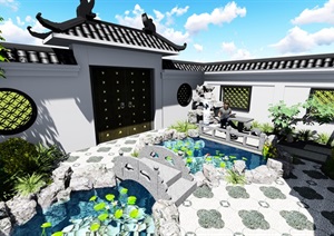 庭院中式古建SU(草图大师)模型