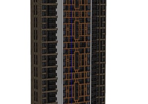 中式高层住宅建筑楼SU(草图大师)模型