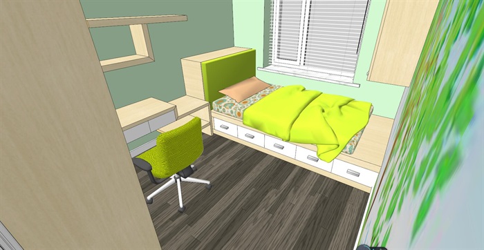 住宅两室一厅一卫室内精细模型su-(5)