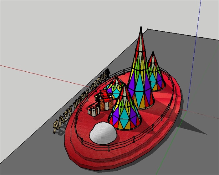 圣诞树小品雕塑素材su模型(2)