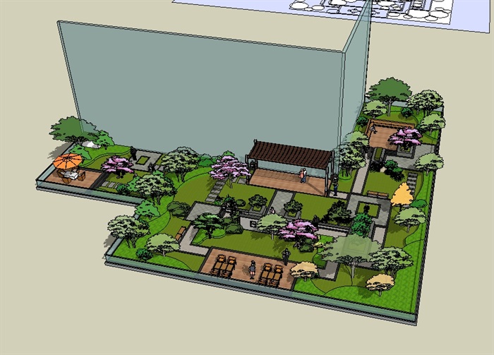 精品屋顶花园SU模型(3)