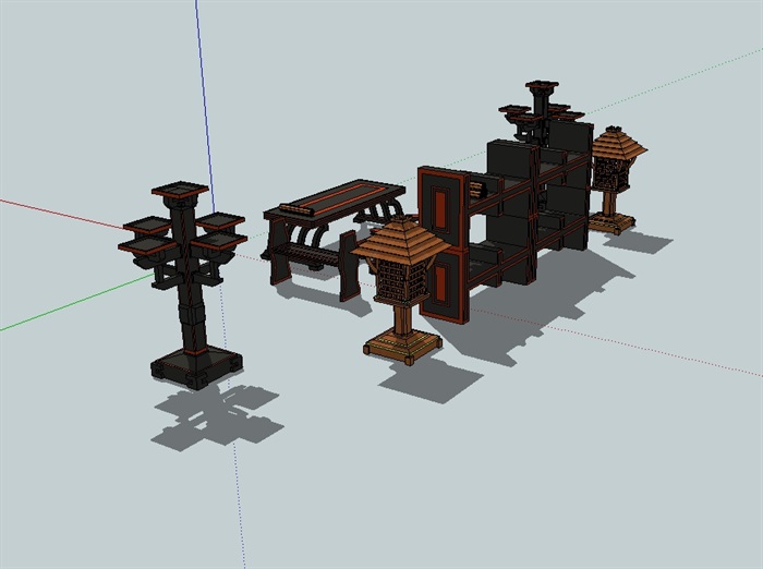 汉代家具桌椅等素材su模型(3)