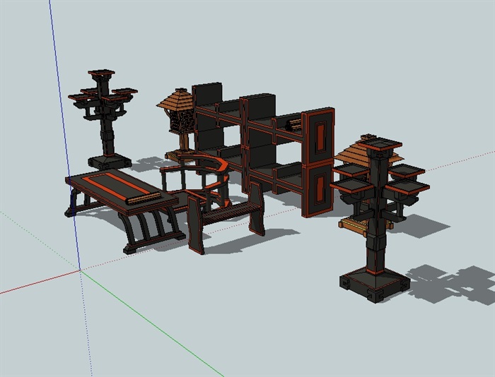 汉代家具桌椅等素材su模型(2)