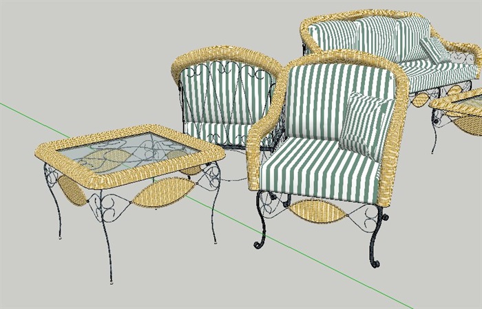 现代风格精美沙发茶几、花园桌椅、餐桌椅su模型(2)