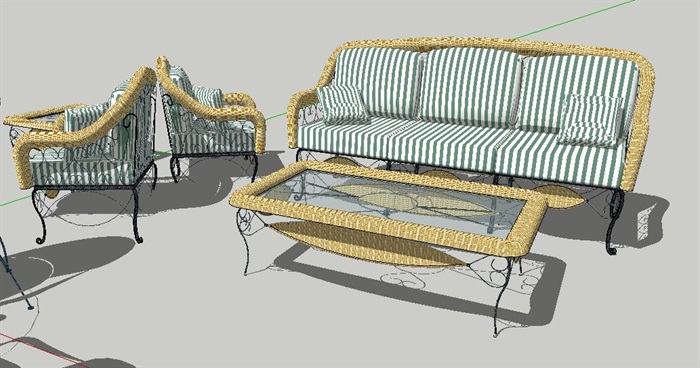 现代风格精美沙发茶几、花园桌椅、餐桌椅su模型(4)