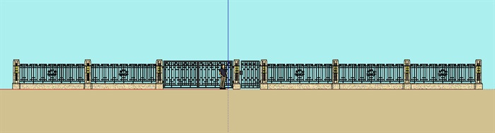 新古典风格铁门及围墙su模型