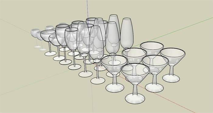 多种玻璃杯酒杯su模型
