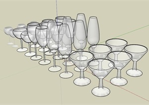 多种玻璃杯酒杯SU(草图大师)模型